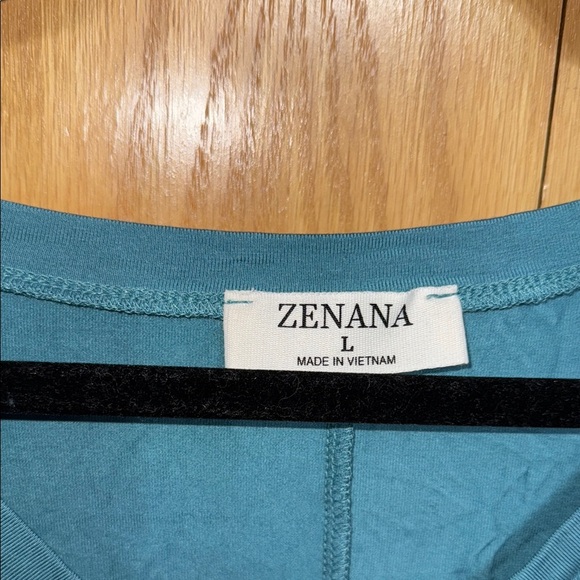Zenana Outfitters Teal Long Sleeve Top with Leopard Pocket - Picture 4 of 4